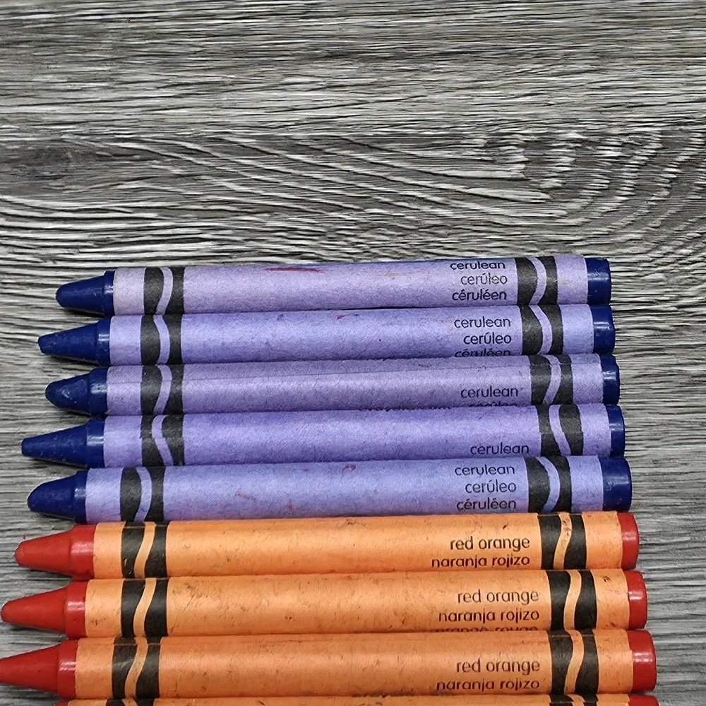 5 Sets Of 4 Rare Crayola Colors - Dandelion, Yellow Orange, Red Orange, Cerulean